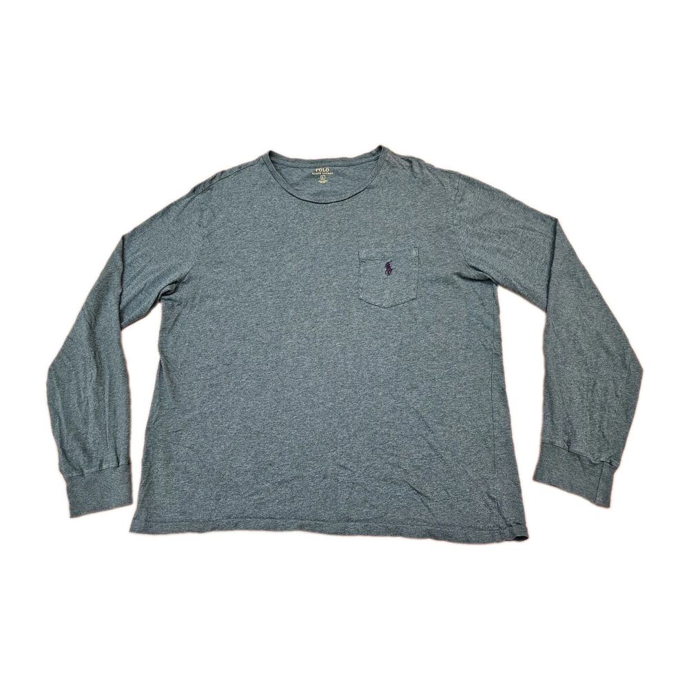 Polo Ralph Lauren T-Shirt Mens Large Green Long Sleeve Pocket